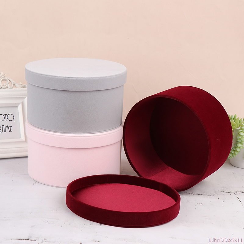 Supply For Florist - Fluwelen ronde bloemendoos Geschenkdoos Verse echte