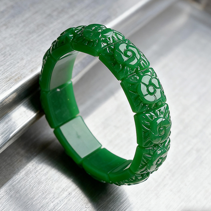 Florist Supplies - Echte Jade Bloem Armband Designer Vintage
