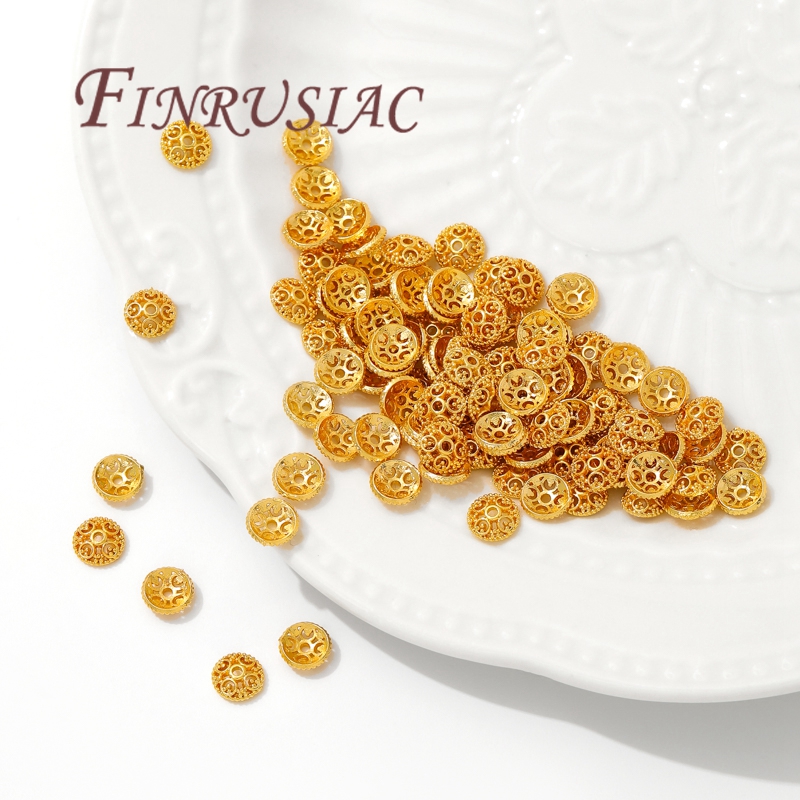 Florist Supplies - 6mm 18K vergulde kralenkapjes voor armbanden,