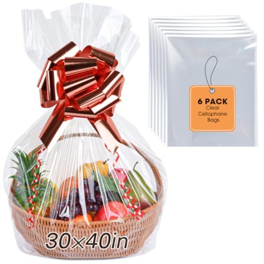 Cellophane Wrap Clear - 6 stuks extra grote cellofaanzakken, 30x40